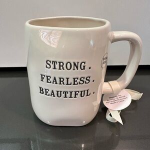 Rae Dunn Strong Fearless Beautiful White Mug NWT